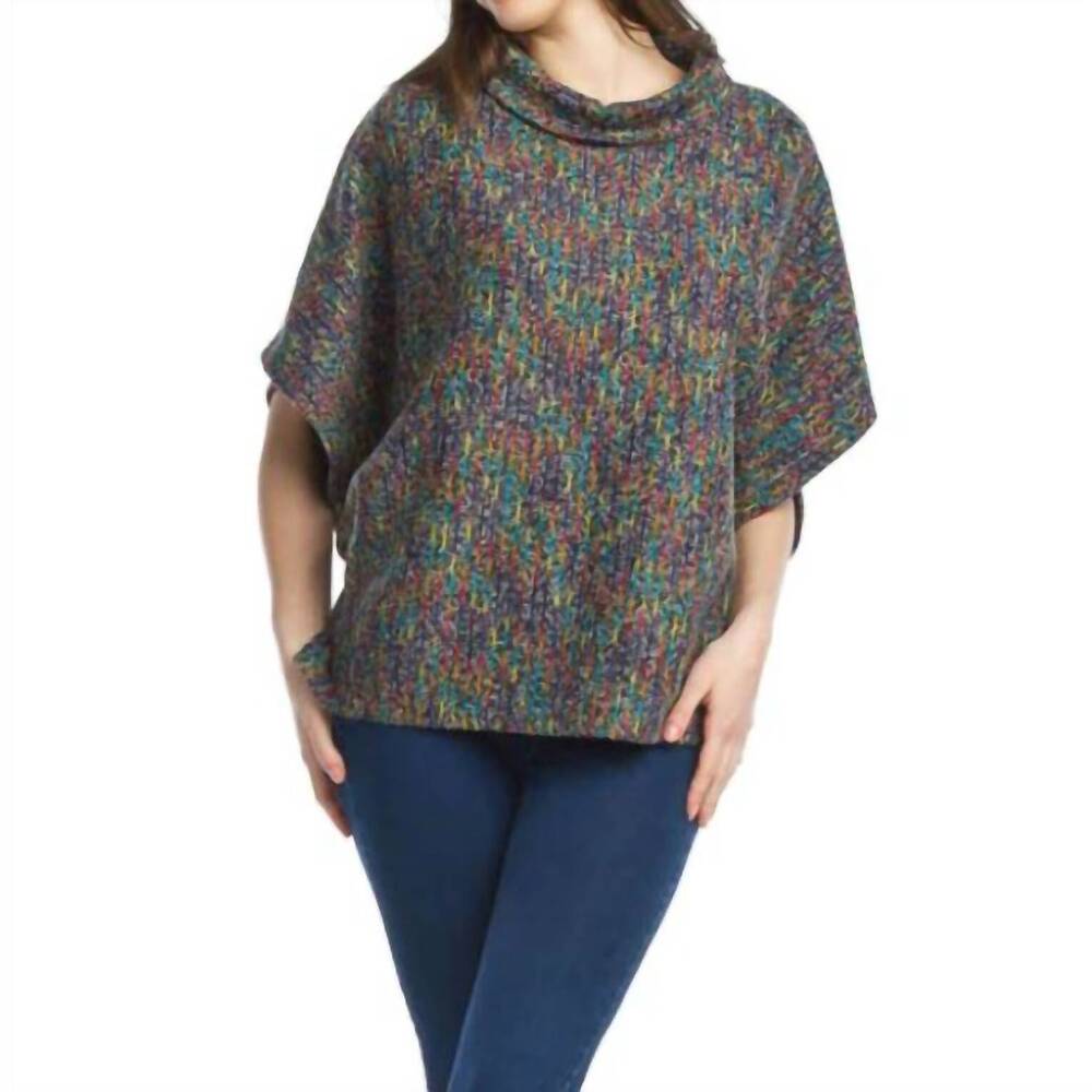 NEW PAPILLON poncho style sweater in black multi
